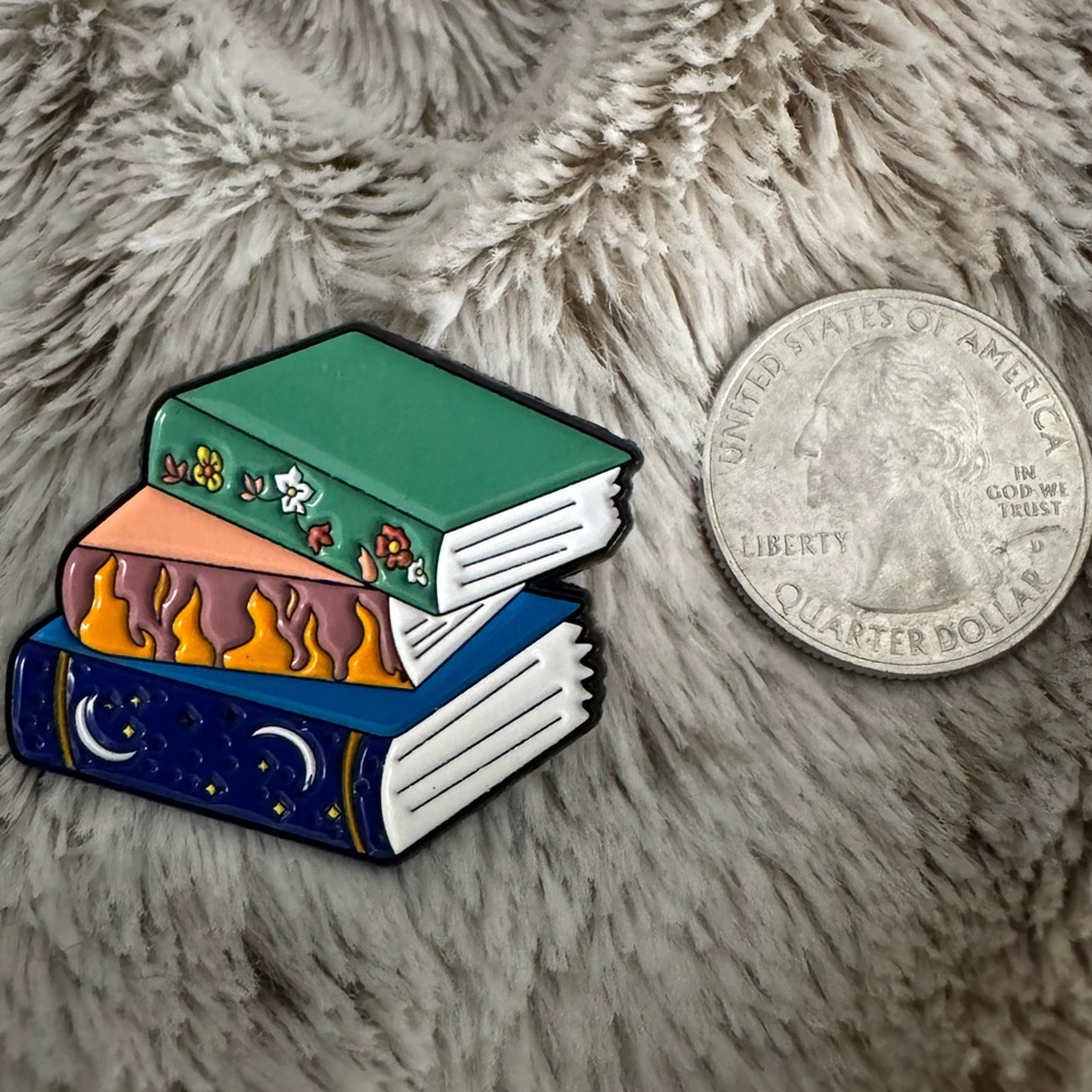 Colorful Book Stack Enamel Pin - Picture 2 of 2